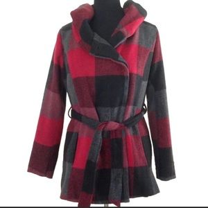 Xhilaration plaid hooded pea coat